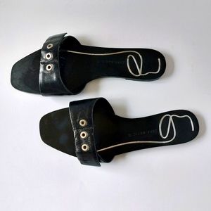 Zara Black Slides/Sandals with 3 circle grommet detail